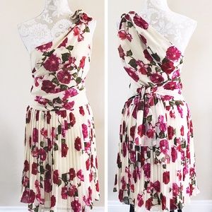 Alberta Ferretti one shoulder pleated dress